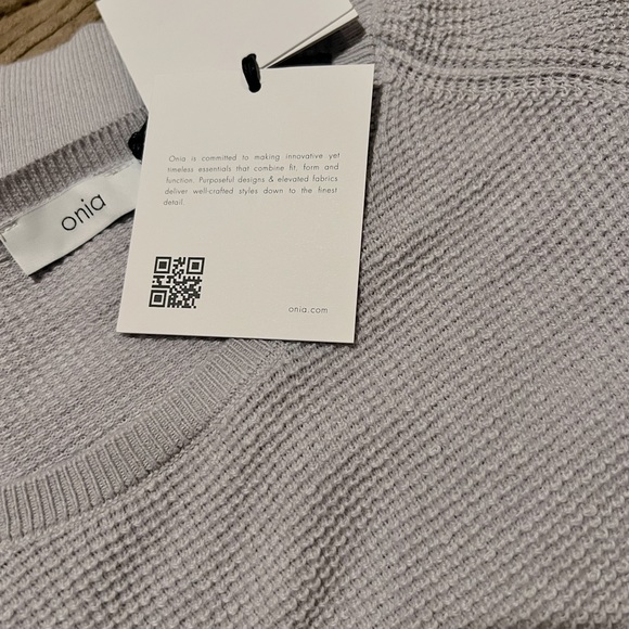 NEW⚓️Onia Men Waffle Knit Cotton Cashmere Crewneck Sweater XL Heather Gray - Picture 8 of 10